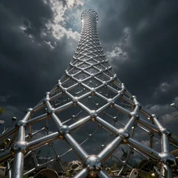 an ambient occlusion rendering of a graphene tower