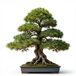 fluffy bonsai tree, high detail photograph, full body, isolated on a pure white background, centered, entire subject in frame, sharp focus, soft studio lighting