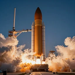 symmetry!! a photo of the launch of the space launch system rocket evening hours, sls launch, dslr, launch photo, 1 5 0 mm lens, smoke fumes, houdini, volume rendering, vdb, octane render, redshift render, arnold render, unreal engine, fumefx, intricate, elegant, highly detailed, digital painting, artstation, concept art, smooth, sharp focus, art by pixar, 8 k