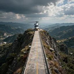 walkway, realistic, helicopter perspective, deep perspective, wide angle, detailed,