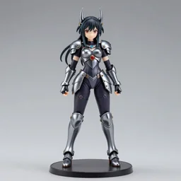 full body of armored female villain character nendoroid figurine, studio lighting, grey background, no shadow, trending on artstation, 8 k, highly detailed