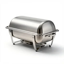 oversized chafing dish, stylized 3d render, isolated on a pure white background, centered, entire object in frame, sharp focus, soft studio lighting