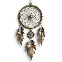 enamel dreamcatcher, stylized 3d render, isolated on a pure white background, centered, entire object in frame, sharp focus, soft studio lighting