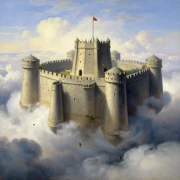 flying fortress on the clouds background, highly detailed painting by gaston bussiere, craig mullins, j. c. leyendecker 8 k