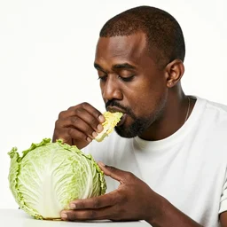 [ [ [ [ kanye ] ] ] [ [ eating cabbage ] ] ], [ cabbage ]