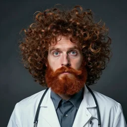 curled perspective digital art of crazy curly hair doctor with ginger beard by anton fadeev from nightmare before christmas