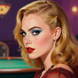 profile otto dix face portrait of cara delevingne as a gangsters moll, hyper realistic, artstation, illustration, digital paint, matte paint, vivid colors, bright, cheerful, detailed and intricate 1 9 3 0 s gambling evironment
