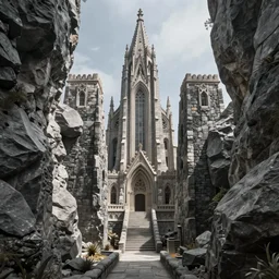 stunning city of stone inside a gray granite canyon, fusion of star wars and gothic revival architecture, by marc simonetti, natural volumetric lighting, realistic 4k octane beautifully detailed render, 4k post-processing,