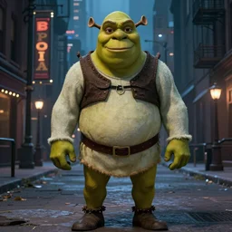 shrek, in style of sin city