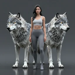 woman living with wolves, highly detailed, photorealistic, reflections, smooth, sharp focus, concept art, illustration, beautiful, geometric, trending on artstation, cinematic, featured on behance , artwork by WLOP and Tran, Ross