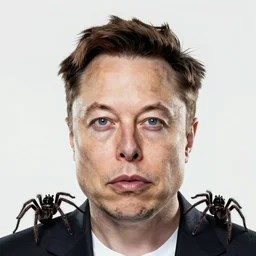 the face of elon musk but made of spiders