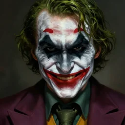 half batman half joker face, digital painting, amazing detail, artstation, cgsociety, photorealistic
