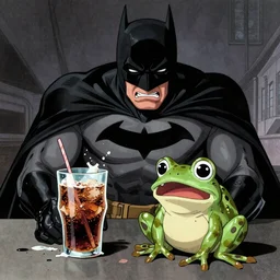 Batman crying over spilled frog soda
