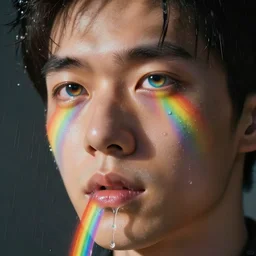 the man vomits rainbows out of his eyes