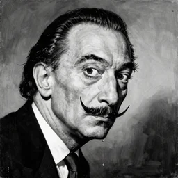 vivid paint dripping from a black and white painting by salvador dali