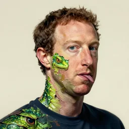portrait of a mark zuckerberg, skin peeling away to reveal bright green! reptile! skin!, forked tongue, art by ryo shiotani and greg rutkowski, intricate, beautiful, cinematic lighting, vintage art by serge ivanoff, high resolution, very detailed
