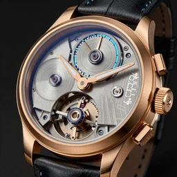 a steampunk Jaquet Droz Skelet-One Tourbillon “Only Watch”, highly detailed illustration highlights, gold and silver highlights, neon blue highlights, macro photography, F/2.8, trending on artstation, octane render