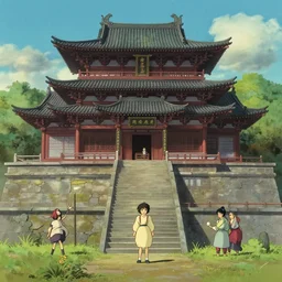 wuxia, temple,!! building!!, in the style of studio ghibli, j. c. leyendecker, greg rutkowski, artem