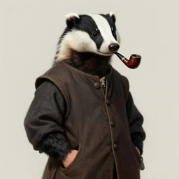 badger wearing a traditional clothing from the 1 7 th century, tobacco pipe in his mouth, hand in his pocket, realistic portrait, concept art, artstation, greg rutkowski
