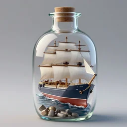 ship in a bottle, high detail, realism, 8 k, concept art
