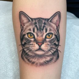 a tattoo of a silly cat