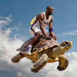 kobe byrant riding on a turtle in heaven, amazing digital art, amazing detail, fantasy art, artstatiom, cgsociety, epic art