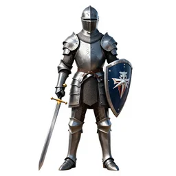 a hero knight man stands with sword in hand and shield wielded, stencil, great lighting, epic, fantasy