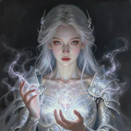 a photorealistic painting of an attractive young girl, partially clothed in ethereal armor emitting psychic powers, beautiful bone structure, symmetrical face, perfect eyes, intricate, elegant, highly detailed, hyper detailed, trending on tumblr, by artgerm, by loish, fantasy scene, fantasy aesthetic, trending on Artstation