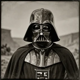 Darth Vader as an African warlord, 19th century print, sepia, monochrome, tintype photo