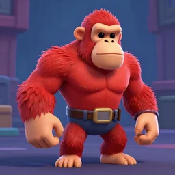 stylized ape video game character, team fortress 2 style, 3 d pixar animation, octane, redshif
