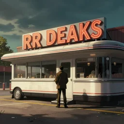 Establishing shot of RR Diner from Twin Peaks comic artwork by Kilian Eng