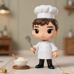 audrey hepburn cos play celebrity chef, stop motion vinyl action figure, plastic, toy, butcher billy style