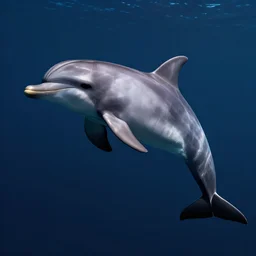 3D render of dolphin on dark blue background
