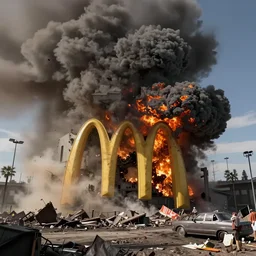 a photo - realistic of mcdonald's getting nuked