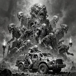 b & w sputum refected, chromed 1 1 horrifying machines as autolysis idols, terrifying, tick vehicle wearing flayed gods, in tiers, colossal medical gangrene machines, hodge podge stacking, by wayne d barlowe, boris vallejo, stefano tamburini, torch light, muted colors, epic, hyper detailed, awe inspiring, award winning horror, hyper realism