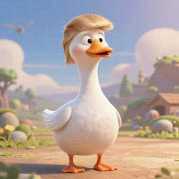 still from a Pixar movie of Donald Trump as a Goose, high quality 3d render, movie, Pixar, Renderman, 4k, artstation
