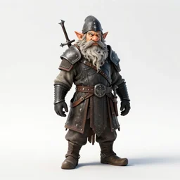 stoic dwarf blacksmith, studio photography, full body, standing, isolated on a pure white background, centered, whole figure in frame, sharp focus, studio lighting
