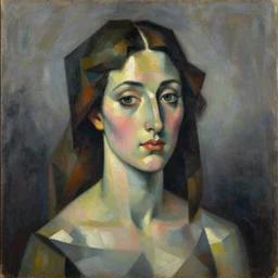 a beautiful painting of a woman portrait, cubism
