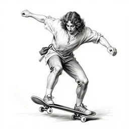 luis vaz de camoes skateboarding, sketched by leonardo da vinci