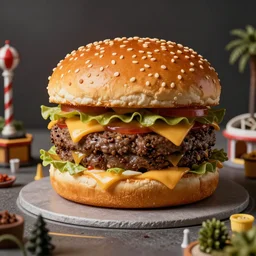 cheeseburger theme park, miniatures, anaglyph