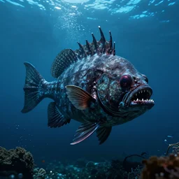 scary deep sea fish from hell big budget horror film. Photographed in the Mariana Trench.