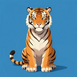 tiger kaiju, digital art, symmetrical, blue background