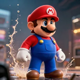 kanye west as super mario in gears of war, splash art, movie still, cinematic lighting, ray tracing, octane render, long lens, shallow depth of field, bokeh, anamorphic lens flare, 8 k, hyper detailed, 3 5 mm film grain