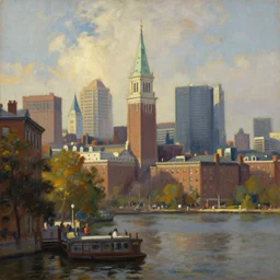 city of boston, painted by eugene delacroix, digital painting, 4 k