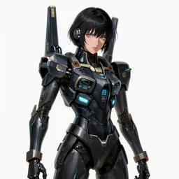 A realistic anime portrait of a woman in a Gundam suit with glowing black, digital painting, by Stanley Artgerm Lau, Sakimichan, WLOP and Rossdraws, digtial painting, trending on ArtStation, SFW version