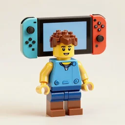 “ lego man with a nintendo switch for head ”