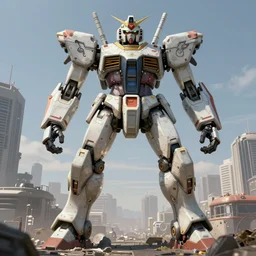 symmetrical dieselpunk warrior, giant juggernougt gundam with two legs, details and decals in the utopia city. sci - fi, by mandy jurgens, greg rutkowski, ernst haeckel, james jean
