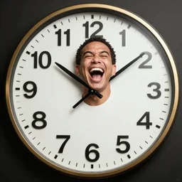 weird al laughing hysterically at a clock