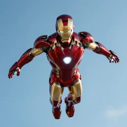 full body elon musk as iron man without helmet flying in the air