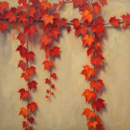 a painting of fire red vine